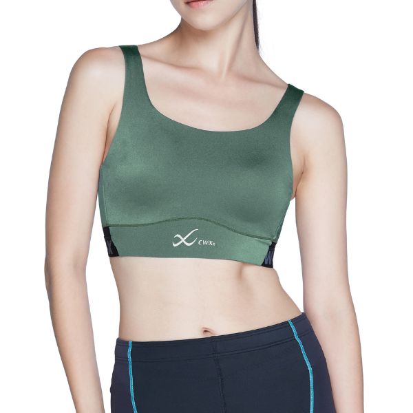 CW-X Sports Bra บราออกกำลังกาย แบบ 2 ตะขอ รุ่น IC4179 สีเขียวออกเทา (GV)